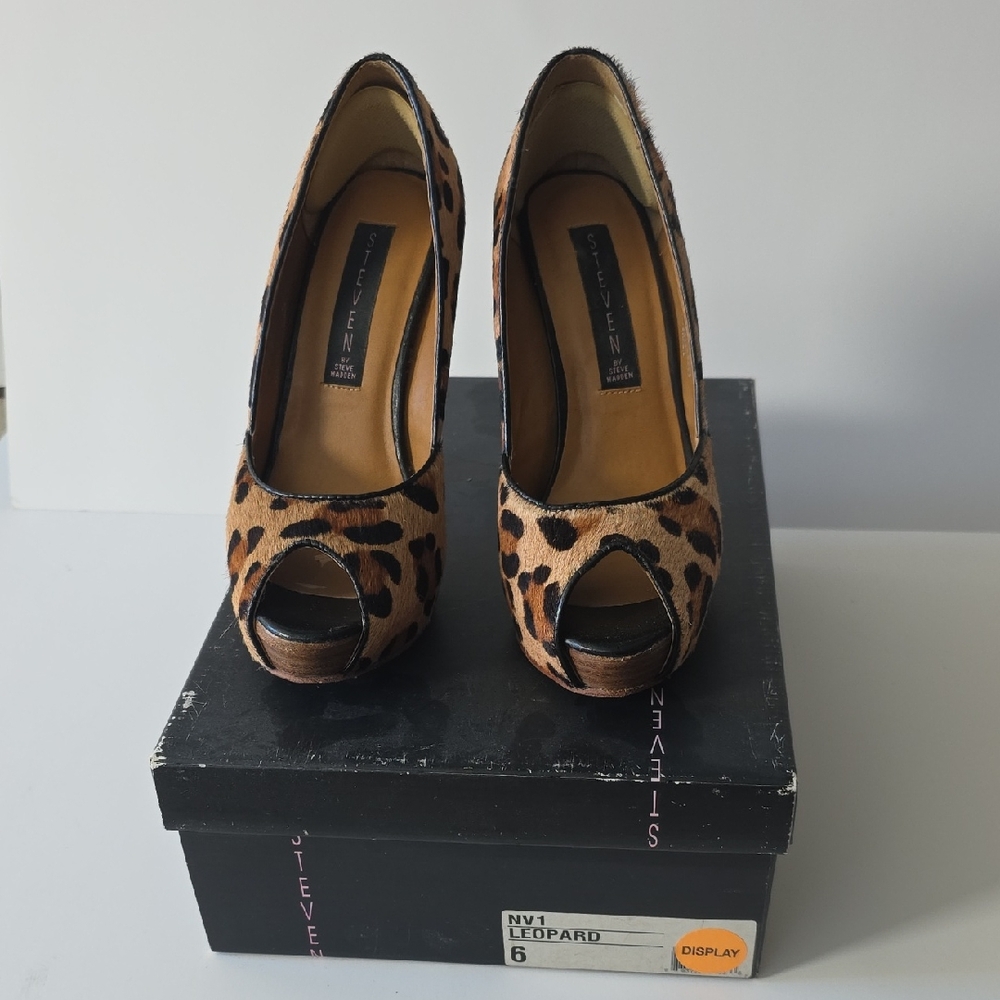 Steven by Steve Madden Animal Print Peep Toe Heels